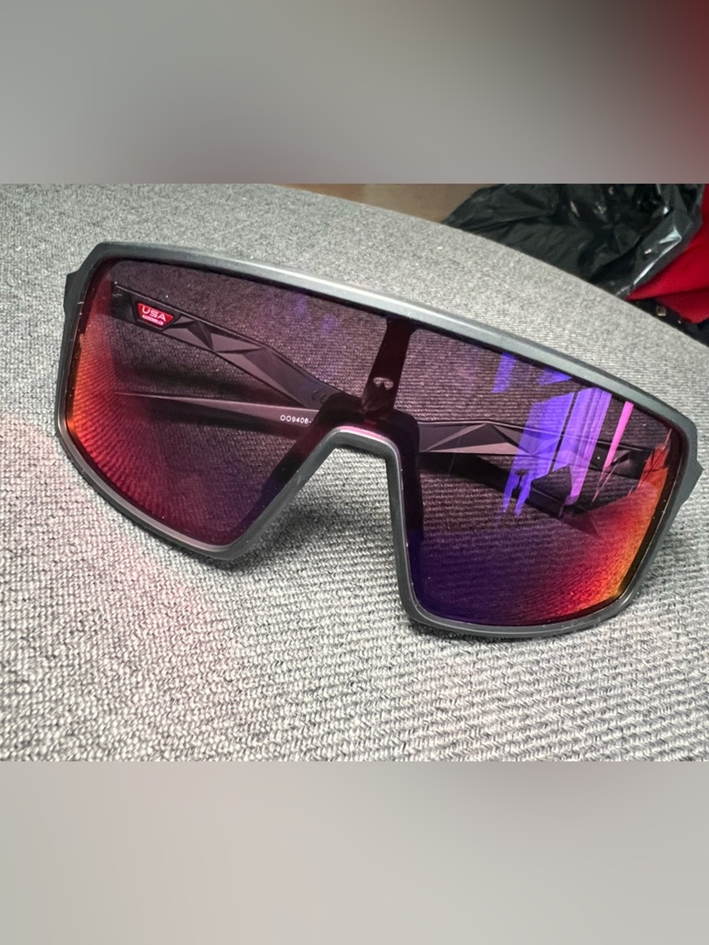 Oakley Shield Sunglasses with Red and Purple Mirrored Lens